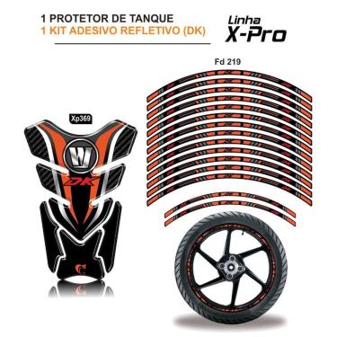 Imagem de Combo Protetor Adesivo Tanque E Aro Moto Haojue Dk 150 Laranja Preto Vermelho