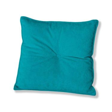 Imagem de Almofada Quadrada Tina Com Botão Central 50x50 Cm Boucle 7 Decor Azul Turquesa