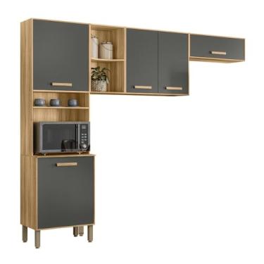 Imagem de Armario de Cozinha Compacta Maria Flor com 5 Portas Freijo/chumbo