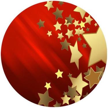 Imagem de Painel de Lona Redondo Vermelho Estrelas Dourada - Fabrika de festa, 2