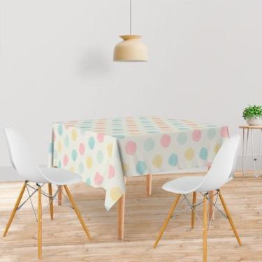 Imagem de Toalha De Mesa Quadrada Tecido Oxford  Poá Aquarela Candy  - 140x140cm