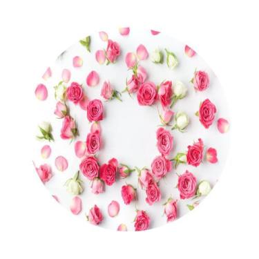 Imagem de Painel de Lona Redondo Flores Rosas Fundo Branco - Fabrika de Festa, 1