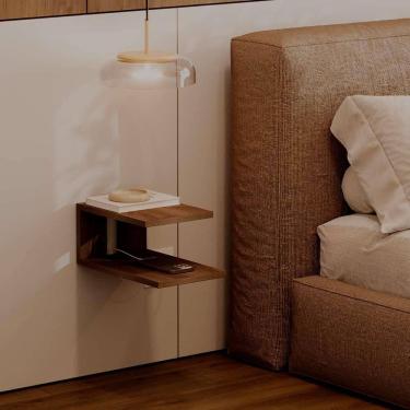 Imagem de Mesa de Cabeceira Oslo Nogal Cama Quarto Sala 23x15cm
