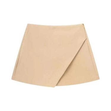 Imagem de Saia Mini Assimétrica Preta De Cintura Alta Para Mulheres, Moda De Ver