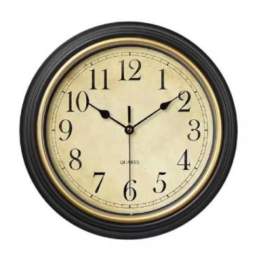 Imagem de Relogio de parede redondo estilo madeira retro vintage luxo decorativo