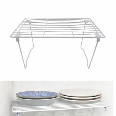Imagem de Prateleira De Armário Empalhável Dobrável Organizador Cozinha Multiuso