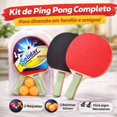 Imagem de Kit Jogo Ping Pong Tênis de Mesa Com 2 Raquetes E 3 Bolinhas Esporte T