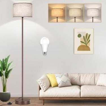 Imagem de Luminária de chão TOBUSA 165 cm marrom 9W LED 3CCT Foot Switch