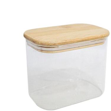 Imagem de Pote Vidro Retangular 640ml Tampa Hermética Bambu - Fu Xing