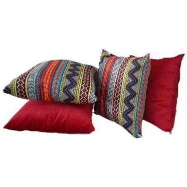 Imagem de Kit Capa Para Almofada Listras Gorgurinho Vermelho 4 Peças - Thais Enx