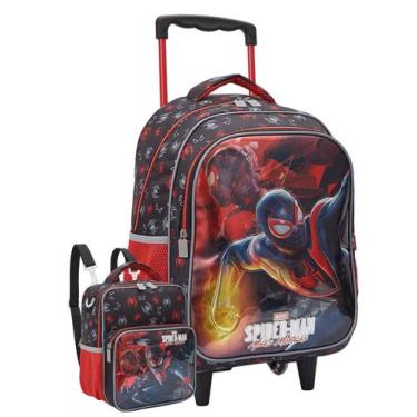 Imagem de Kit Mochila Rodas + Lancheira Luxo Spider Man Aranha Oficial - Xeryus