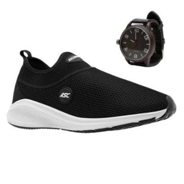 Imagem de Tênis Masculino Ortopédico Sem Cadarço Academia Caminhada + Relógio-Masculino
