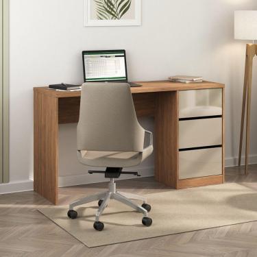 Imagem de Escrivaninha Para Escritório 3 Gavetas Acácia Com Reflecta