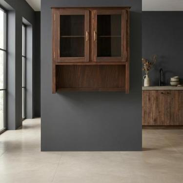 Imagem de Armário Aéreo Oratório 2 Portas de Vidro Madeira Maciça Repleta, Imbui