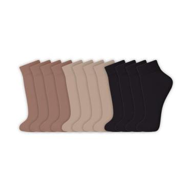 Imagem de Kit 12 Pares de Meias Loba Lupo Soquete Fina Fio 20 05530-001, Pó de a