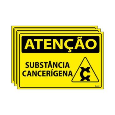 Imagem de Combo 3 Placas De Sinalização Atenção Substância Cancerígena 30x20 Eco