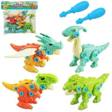 Imagem de Kit 4 Dinossauros Monta Desmonta Com Chaves Ferramentas Brinquedo Educ