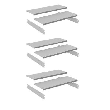 Imagem de Kit 3 Bandeja Gondola Rack FIT Branco 6X 30x90 CH22 Pe Cinza