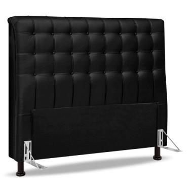 Imagem de Cabeceira Cama Box Casal Ciara 140cm Botonê com Frame Suede Preto - De