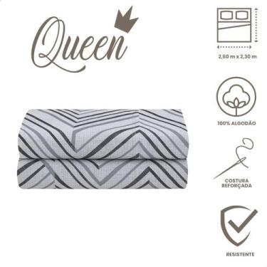 Imagem de Lençol de Cima Queen Malha 100% Algodão Estampado Avulso sem Elástico 