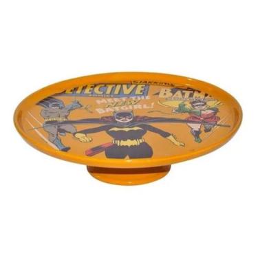 Imagem de Prato Para  Bolo Com Pé Em Porcelana Dc Batgirl 26309 Btc - Btc Decor