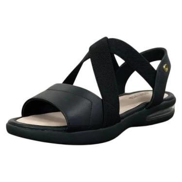 Imagem de Sandalia Feminina Anabela Tira Elástica Conforto Comfortflex, Preto, 3