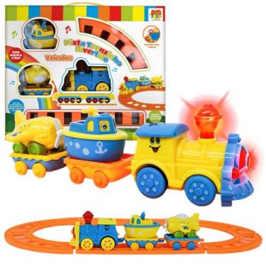 Imagem de Pista Trem De Brinquedo Com Luz Música Trenzinho Avião Barco - DM TOYS