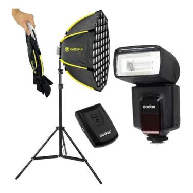 Imagem de Flash Externo Universal Godox TT562 II Softbox 45cm Grid Tripé