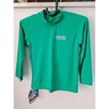 Imagem de Camisa manga longa Com proteção Uv infantil básica cores vibrantes Mar