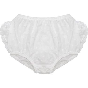 Imagem de Calcinha Bebê Batizado Branca Bordada e Pérolas Papilloo, Branco, RN