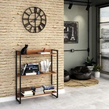 Imagem de Estante para Livro Industrial 3 Prateleiras 104CMX80CM Marrom/Nogal - 