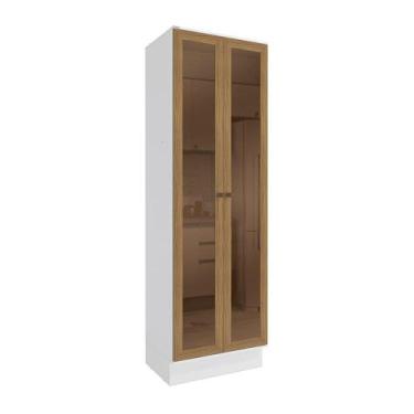 Imagem de Cristaleira Celeste Kappesberg 100% MDF 2 Portas 1 Gaveta Branco/Nogue