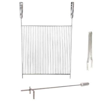 Imagem de Kit Grelha Aramada 50x50cm Espalhador Pegador Churrasco - INOX LAURIND