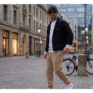 Imagem de Calça Moletom Jogger Masculina Com Bolso Felpada Premium Outono Invern
