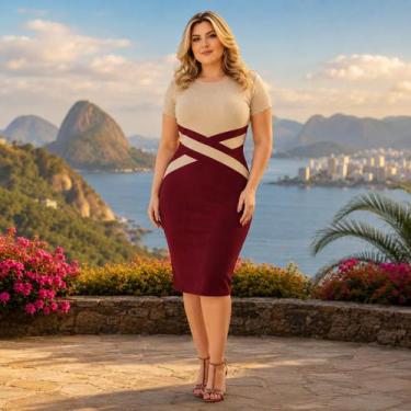Imagem de Vestido Midi Plus Size Detalhe em XX Moda Evangélica Feminina - Miss F