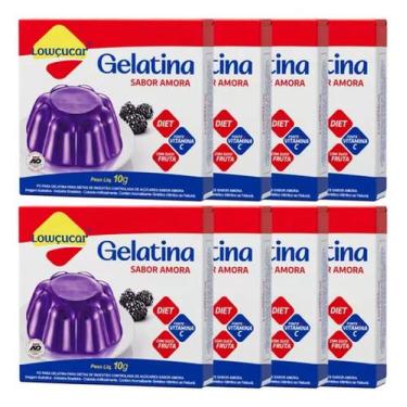Imagem de Kit 8 Unid. Gelatina Lowçucar Sabor Amora 10G