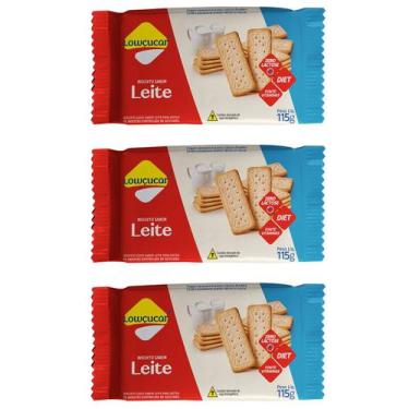 Imagem de Kit 3 unid. Biscoito Leite Lowçucar Zero Açucares E Lactose 115G