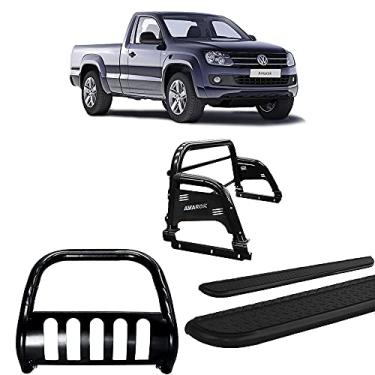Imagem de Kit Quebra Mato +Estribo CHAPA +Santo An H3/AMAROK CS PRETO