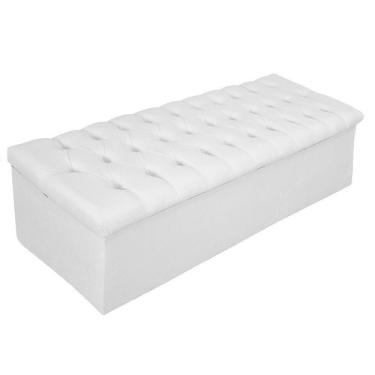 Imagem de Calçadeira Baú Estofada 195cm King Size Suede Branco
