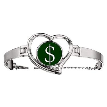 Imagem de N/A N/A Bracelete com símbolo da moeda americana, dólar americano, pulseira de coração, joia, medium, metal