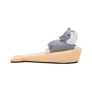 Imagem de Baoblaze Rolha de porta em formato de animal resistente desenho de segurança PVC batente de porta para escritório casa - gato