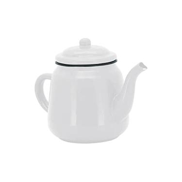 Imagem de Kit Agata Esmaltada Branco Com 1 Bule 1 Litro E 6 Canecas