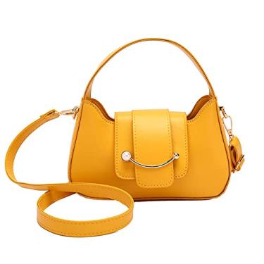 Imagem de Bolsas e Bolsas de Couro para Mulheres Alça Superior Bolsa Crossbody Tote Fashion Casual Satchel Bolsa de Ombro, Amarelo