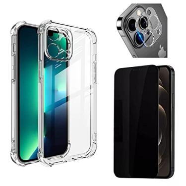 Imagem de Kit Capa Anti Impacto + Pelicula Privacidade + Pelicula Câmera Compatível iPhone 12 13 14 Pro Max (iPhone 13 Pro)