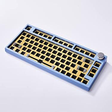Imagem de Kit de teclado mecânico de jogos personalizado, 75% 80 chaves rgb hot swappable bluetooth 5.0/usb-c/2.4g Programável teclado compacto diy blue