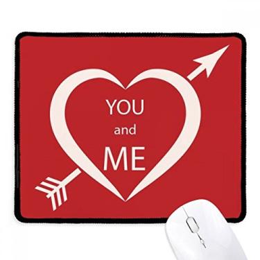 Imagem de Mousepad para jogos de borracha com borda costurada para dia dos namorados vermelho e branco