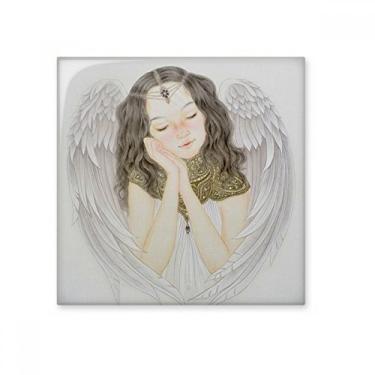 Imagem de White Wing Pretty Girl Pintura chinesa Azulejo de cerâmica brilhante Decalque de tijolo vitrificado Pedra adornada