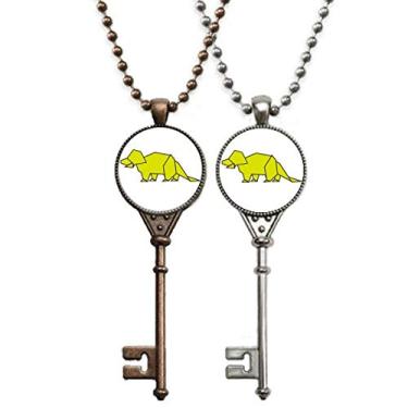 Imagem de OFFbb-USA Colar com pingente de dinossauro de origami Herbívoro para decoração de casais