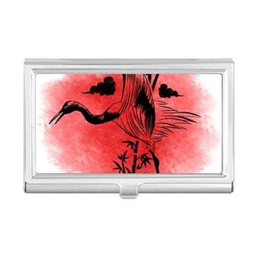 Imagem de Carteira de bolso estilo japonês com guindaste vermelho para cartões de visita