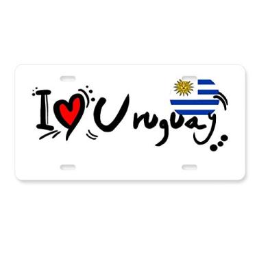 Imagem de DIYthinker I Love Uruguai Palavra Bandeira Love Coração Ilustração Placa Decoração Aço Inoxidável Automóvel
